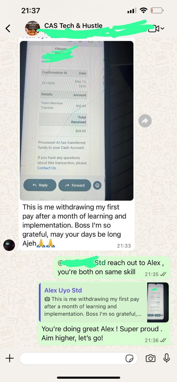 Student withdrawing first dollar earnings after using skills from the guide